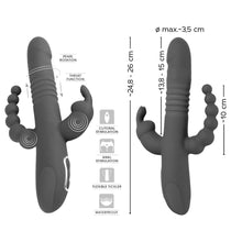 Lade das Bild in den Galerie-Viewer, Triple Vibrator mit Stoßfunktion und Klitoris- und Analvibrator - 26cm
