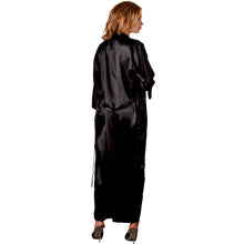 Lade das Bild in den Galerie-Viewer, Satin Kimono S - 3XL schwarz mit Bindegürtel &quot;Aida&quot;
