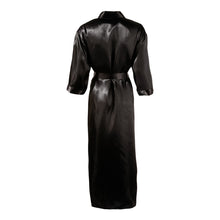 Lade das Bild in den Galerie-Viewer, Satin Kimono S - 3XL schwarz mit Bindegürtel &quot;Aida&quot;
