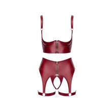 Lade das Bild in den Galerie-Viewer, BH Set Damen - Mattlook Bordeauxrot mit Strapsgürtel "Liona"