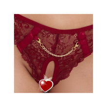 Lade das Bild in den Galerie-Viewer, Straps Set ouvert mit Longline BH Spitze Rot, S-XL "Amber"