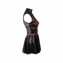Lade das Bild in den Galerie-Viewer, Damen Wetlook Minikleid Spitze Schwarz - Corsagen Optik "Sally"