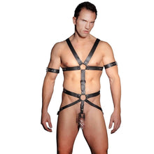 Lade das Bild in den Galerie-Viewer, Herren Leder Harness S-XL mit Penisringen &quot;Jones&quot;

