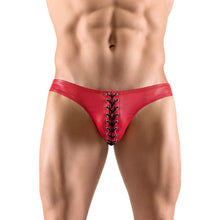 Lade das Bild in den Galerie-Viewer, Herren Slip M - XL im roten Glanzlook mit Schnürung &quot;Flash&quot;

