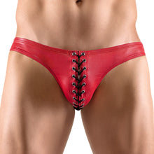 Lade das Bild in den Galerie-Viewer, Herren Slip M - XL im roten Glanzlook mit Schnürung &quot;Flash&quot;
