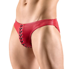 Lade das Bild in den Galerie-Viewer, Herren Slip M - XL im roten Glanzlook mit Schnürung &quot;Flash&quot;

