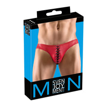 Lade das Bild in den Galerie-Viewer, Herren Slip M - XL im roten Glanzlook mit Schnürung &quot;Flash&quot;
