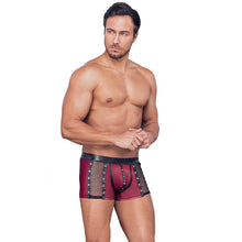 Lade das Bild in den Galerie-Viewer, Rote Mattlook Dessous Shorts für Herren mit Netz und Nieten "PR1