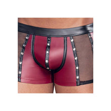 Lade das Bild in den Galerie-Viewer, Rote Mattlook Dessous Shorts für Herren mit Netz und Nieten "PR1