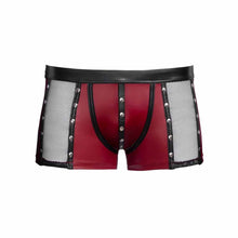 Lade das Bild in den Galerie-Viewer, Rote Mattlook Dessous Shorts für Herren mit Netz und Nieten "PR1