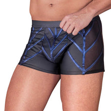 Lade das Bild in den Galerie-Viewer, Herren Mattlook Dessous Shorts schwarz blau mit Metallic Look "PB1