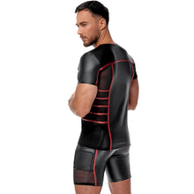 Lade das Bild in den Galerie-Viewer, Herren Shirt M-2XL schwarzer Mattlook mit Netz-Einsätzen &quot;Kyle&quot;
