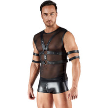 Lade das Bild in den Galerie-Viewer, Ärmeloses Shirt M-XL mit Brust-Harness und 4 Fesseln "Mason"