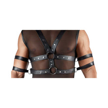 Lade das Bild in den Galerie-Viewer, Ärmeloses Shirt M-XL mit Brust-Harness und 4 Fesseln "Mason"