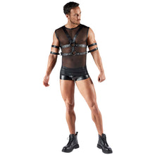 Lade das Bild in den Galerie-Viewer, Ärmeloses Shirt M-XL mit Brust-Harness und 4 Fesseln "Mason"