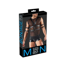 Lade das Bild in den Galerie-Viewer, Ärmeloses Shirt M-XL mit Brust-Harness und 4 Fesseln "Mason"