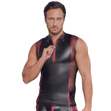 Lade das Bild in den Galerie-Viewer, Ärmelloses Mattlook Herren Dessous Shirt mit Netz und Zipper "SW1