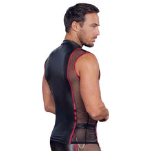 Lade das Bild in den Galerie-Viewer, Ärmelloses Mattlook Herren Dessous Shirt mit Netz und Zipper "SW1