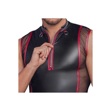 Lade das Bild in den Galerie-Viewer, Ärmelloses Mattlook Herren Dessous Shirt mit Netz und Zipper "SW1
