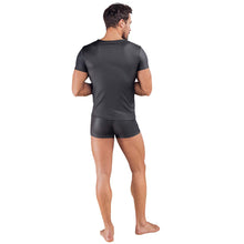 Lade das Bild in den Galerie-Viewer, Herren Dessous Shirt Mattlook schwarz mit sportlichem Design "Smith