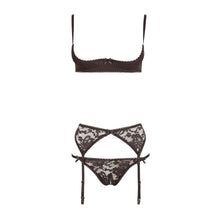 Lade das Bild in den Galerie-Viewer, Hebe Straps Set 75B - 85C schwarze Spitze, ouvert &quot;Bella&quot;
