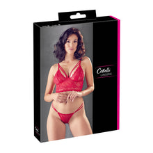 Lade das Bild in den Galerie-Viewer, BH-Set S-XL rote Spitze mit kleinem String &quot;Love&quot;
