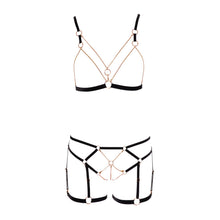 Lade das Bild in den Galerie-Viewer, Busenfreies BH Set S-XL aus elastischen Samtbändern &quot;Glamour&quot;

