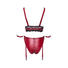 Lade das Bild in den Galerie-Viewer, Straps BH-Set Bondage S-XL ouvert im edlen roten Mattlook &quot;Sophie&quot;

