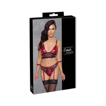 Lade das Bild in den Galerie-Viewer, Straps BH-Set Bondage S-XL ouvert im edlen roten Mattlook &quot;Sophie&quot;

