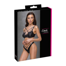 Lade das Bild in den Galerie-Viewer, BH Set Damen Mattlook - Schwarz mit Riostring "Talisha"