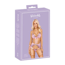 Lade das Bild in den Galerie-Viewer, Straps BH-Set S-XL floral bestickt mit Satin Bindeschleifen &quot;Mara&quot;

