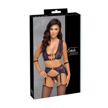 Lade das Bild in den Galerie-Viewer, Straps BH-Set S-XL mit Handfesseln und 6 Strumpfhaltern &quot;Paulina&quot;
