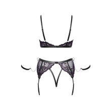 Lade das Bild in den Galerie-Viewer, Straps-BH-Set ouvert XL - 3XL mit 2 Soft-Armfesseln "Mango"
