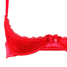 Lade das Bild in den Galerie-Viewer, Rotes BH-Set 75-85B aus Spitze &amp; Satin &quot;Valerie&quot;

