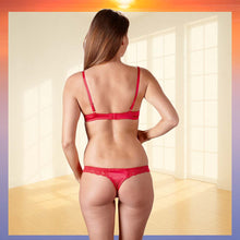 Lade das Bild in den Galerie-Viewer, Rotes BH-Set 75-85B aus Spitze &amp; Satin &quot;Valerie&quot;
