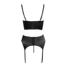 Lade das Bild in den Galerie-Viewer, Hebe Straps-Set S-XL edler Stretch-Satin mit roségoldfarbenen Details &quot;Carmen&quot;
