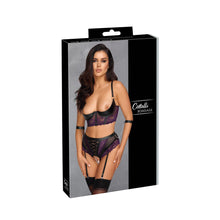 Lade das Bild in den Galerie-Viewer, Straps Hebe BH-Set ouvert 75B - 85C mit soften Handfesseln &quot;Bree&quot;
