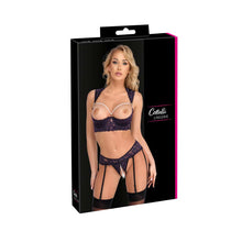 Lade das Bild in den Galerie-Viewer, Straps Hebe BH-Set ouvert S-L mit Perlenkette und 6 Strapse &quot;Jade&quot;
