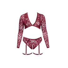 Lade das Bild in den Galerie-Viewer, Langarm-Top und Straps-Slip ouvert XL-3XL rote Spitze &quot;Marie&quot;
