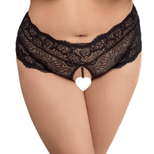 Lade das Bild in den Galerie-Viewer, Damen Slip ouvert L-4XL florale Spitze mit Perlen-Kette &quot;Anita&quot;
