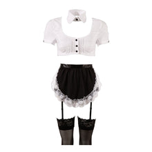 Lade das Bild in den Galerie-Viewer, Damen Service Kostüm-Set S-XL mit Schürze und Straps-Slip ouvert &quot;Audrey&quot;
