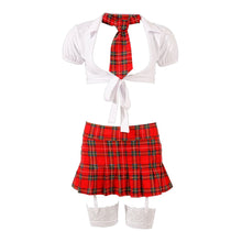 Lade das Bild in den Galerie-Viewer, Schulmädchen Kostüm M-XL Komplett Set mit Straps-Slip ouvert "Dagmar"