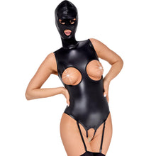 Lade das Bild in den Galerie-Viewer, Straps-Body ouvert S-XXL busenfrei mit Kopfmaske &quot;Junis&quot;
