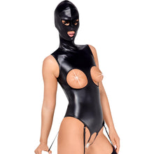 Lade das Bild in den Galerie-Viewer, Straps-Body ouvert S-XXL busenfrei mit Kopfmaske &quot;Junis&quot;
