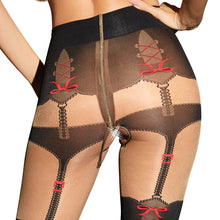 Lade das Bild in den Galerie-Viewer, Straps Strumpfhose S - XL im Overknees-Look ouvert &quot;Bibbi&quot;
