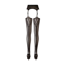 Lade das Bild in den Galerie-Viewer, Straps-Strumpfhose S-XL Schritt ouvert mit Naht &quot;Roberta&quot;
