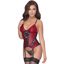 Lade das Bild in den Galerie-Viewer, Elegantes Strapshemd Set S-XL mit Spitzen-Einsätzen Rot "Alexandra"