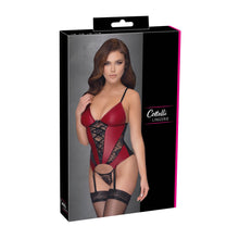 Lade das Bild in den Galerie-Viewer, Elegantes Strapshemd Set S-XL mit Spitzen-Einsätzen Rot "Alexandra"