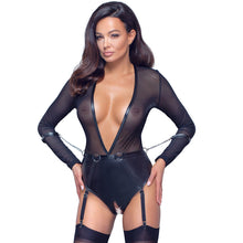 Lade das Bild in den Galerie-Viewer, Langarm Body S-XL abnehmbare Strapse und Handfesseln &quot;Carolina&quot;
