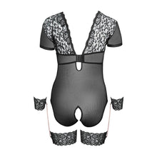Lade das Bild in den Galerie-Viewer, Body mit Spitze 85D/L - 95F/2XL mit Handfesseln, ouvert &quot;Nooria&quot;
